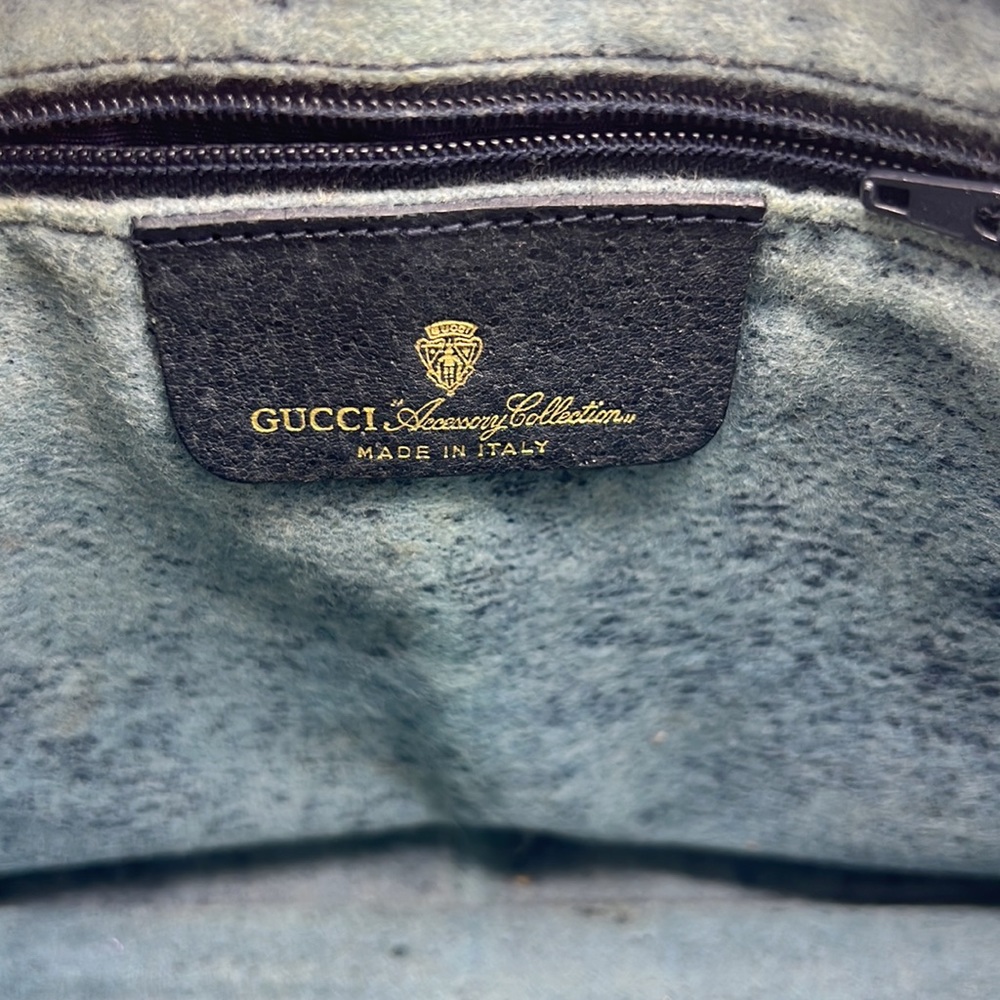 GUCCI GG Sherry Line Canvas Shoulder Bag Navy Blue vintage - Picture 9 of 11